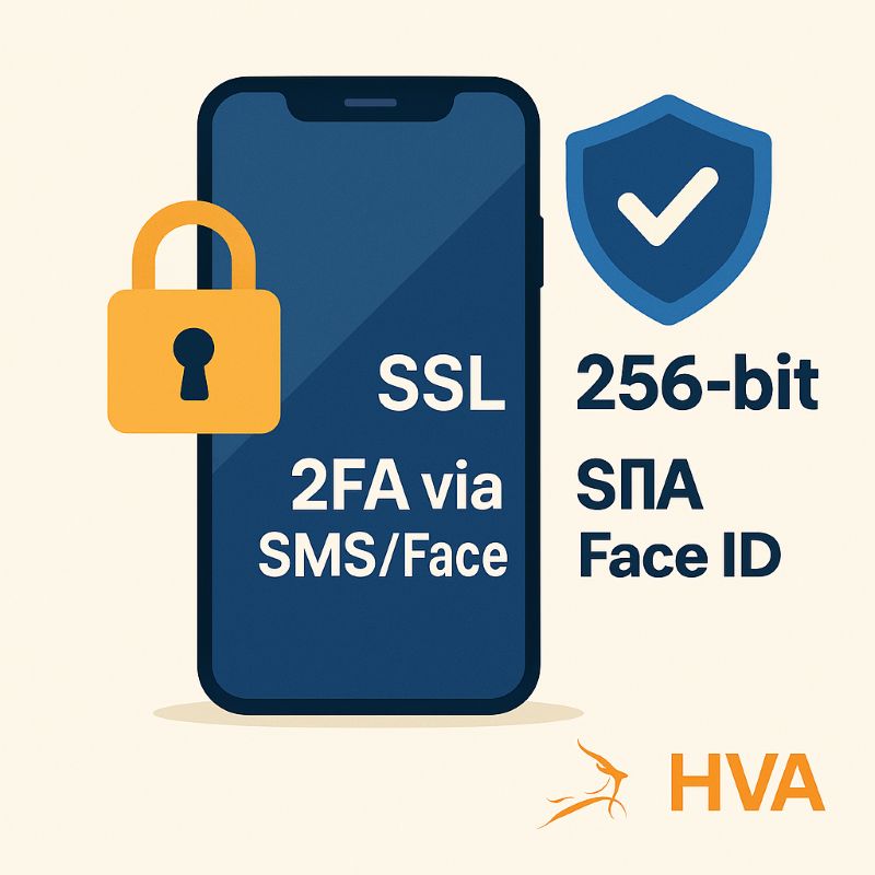 Biểu tượng bảo mật app đầu tư với mã hóa và 2FA
