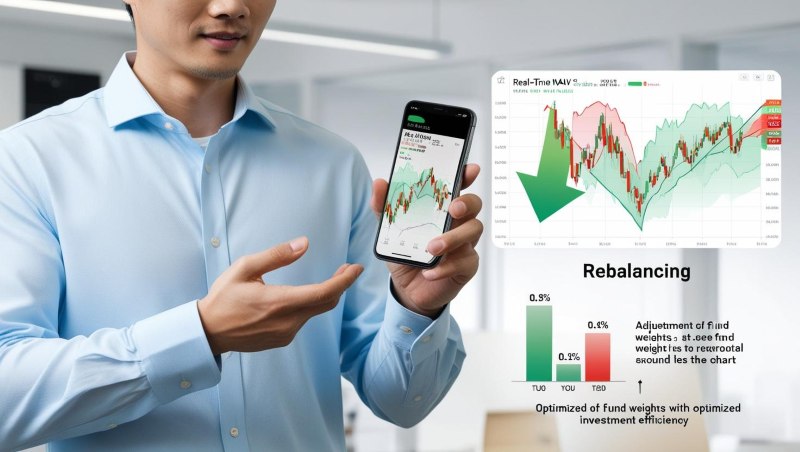 Người dùng theo dõi biểu đồ NAV quỹ và tái cân bằng danh mục