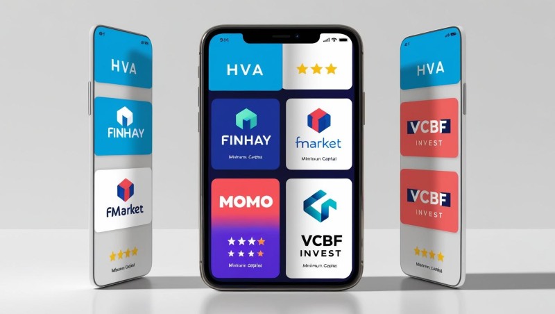 Smartphone hiển thị logo app chứng chỉ quỹ hàng đầu Việt Nam