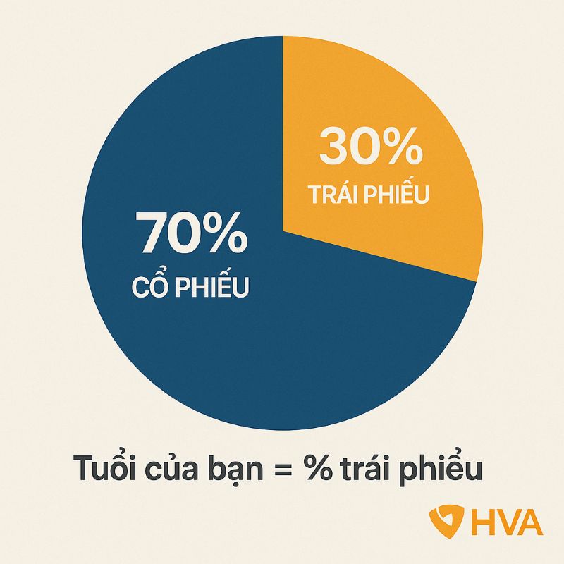 Biểu đồ tròn tỷ lệ kết hợp cổ phiếu và trái phiếu trong danh mục