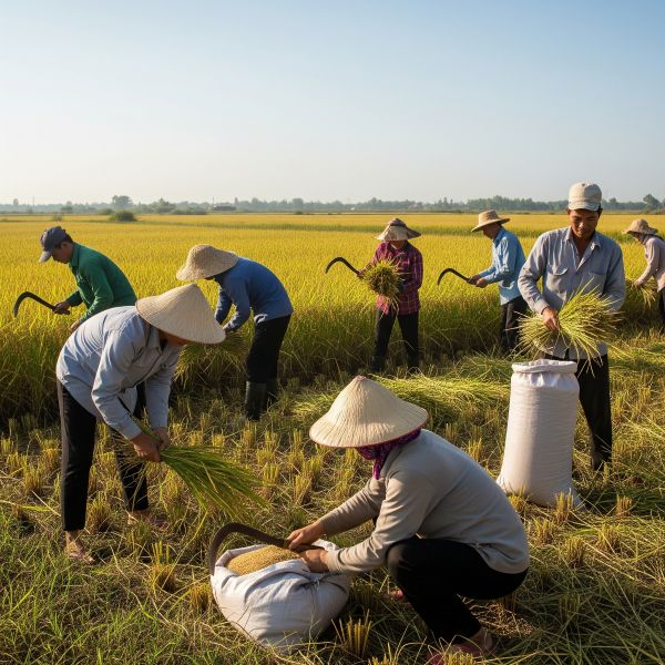Trang trại lúa Việt Nam sản xuất sản phẩm đồng nhất không có thương hiệu