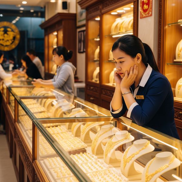 Cửa hàng vàng Việt vắng khách khi giá vàng giảm