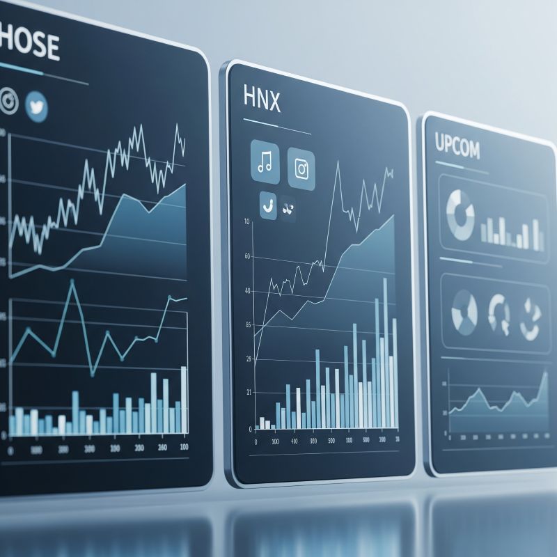 So sánh trực quan ba sàn HOSE, HNX và UPCOM qua bảng tài chính