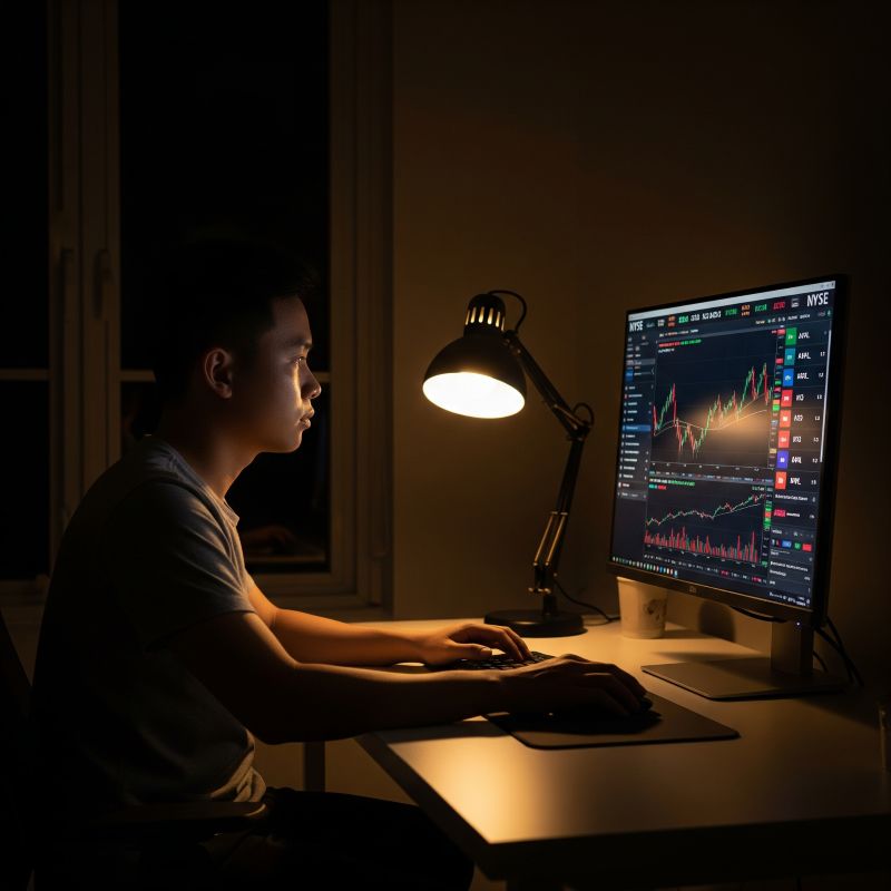 Nhà đầu tư Việt theo dõi chỉ số NYSE ban đêm tại nhà