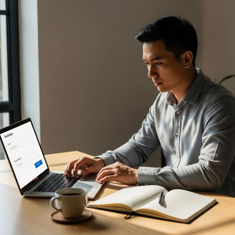 Nhà đầu tư Việt thao tác rút tiền từ sàn Nasdaq trên laptop