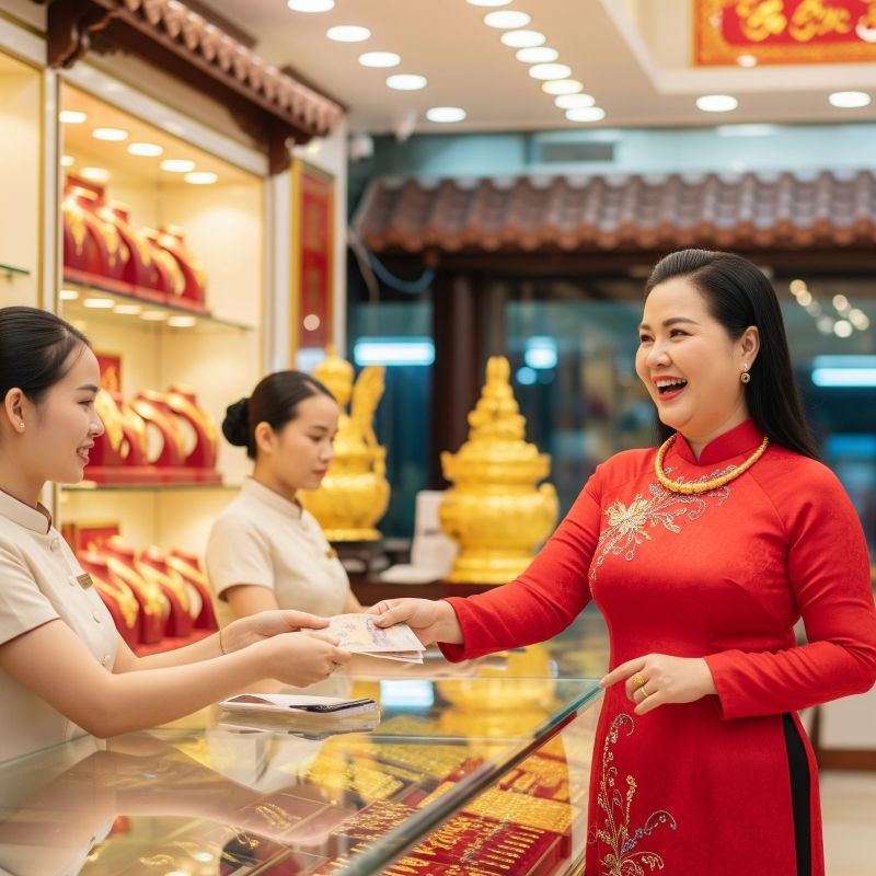 Người phụ nữ mua vàng trong lúc giá đang ở mức cao kỷ lục