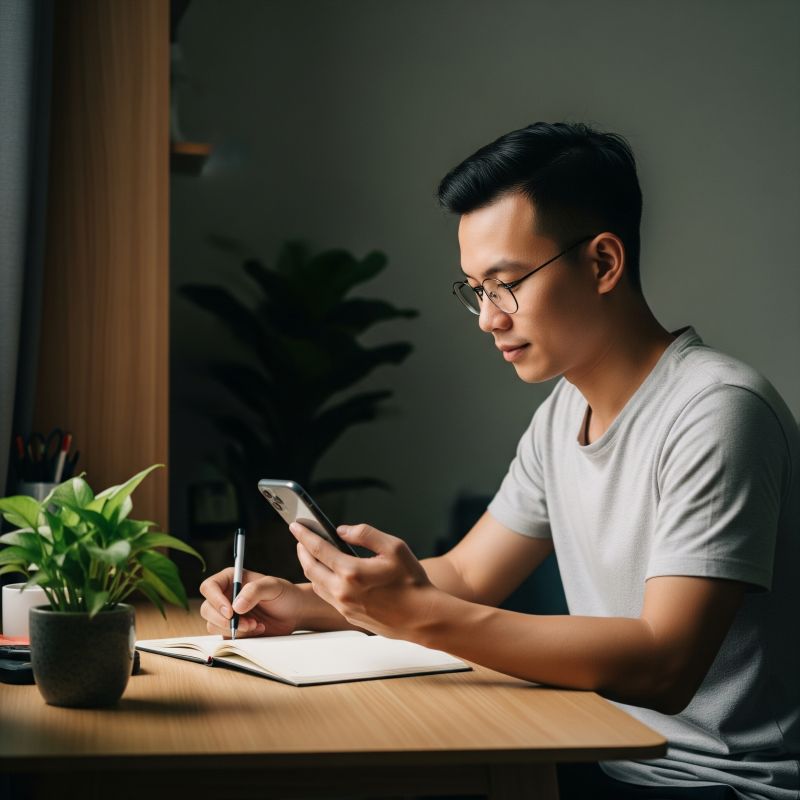 Người trẻ Việt theo dõi chi tiêu cá nhân tại góc làm việc tại nhà