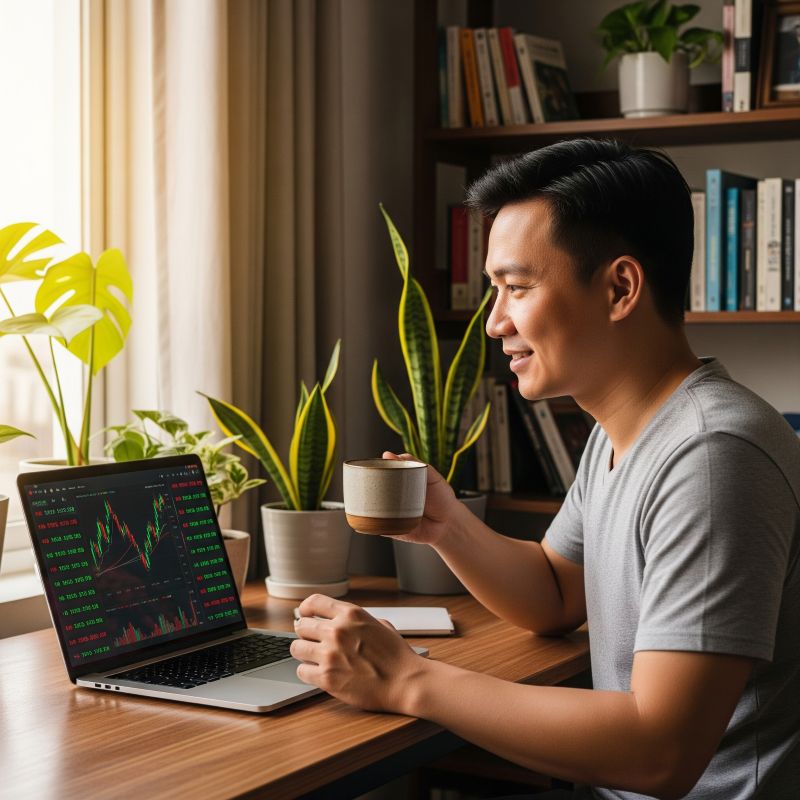 Nhà đầu tư Việt hài lòng khi cổ phiếu tăng giá hiển thị màu xanh lá