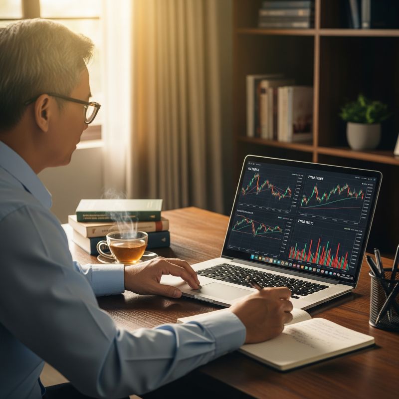 Nhà đầu tư Việt trung niên phân tích chỉ số VN Index và VN30 Index