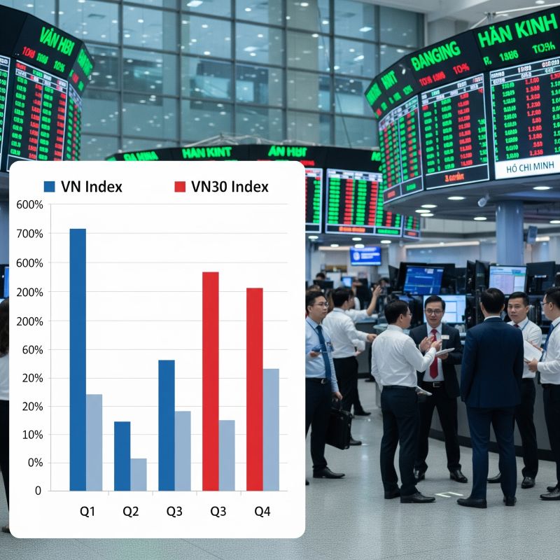 Biểu đồ so sánh VN Index và VN30 Index trên nền sàn HOSE