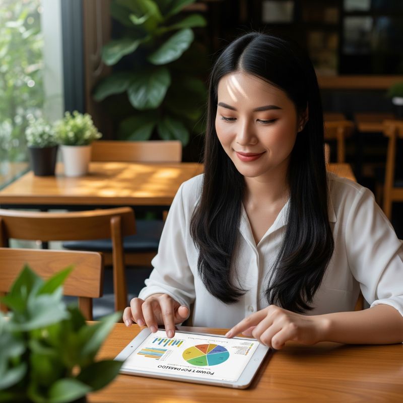 Nhà đầu tư Việt theo dõi danh mục cổ phiếu đa dạng trên tablet