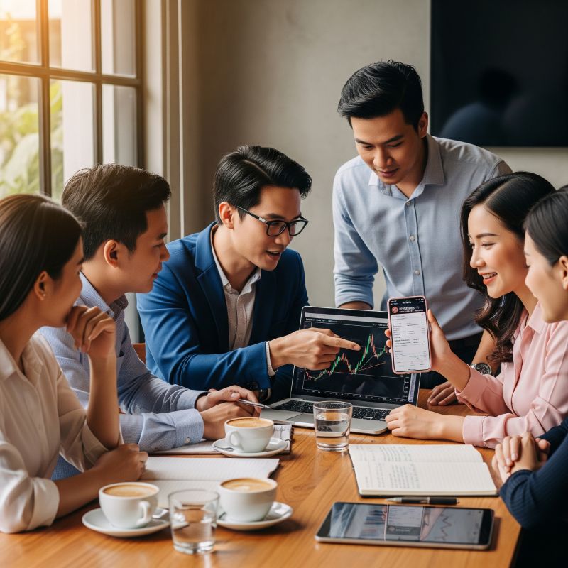 Nhà đầu tư Việt trao đổi chiến lược cổ phiếu tại quán cà phê