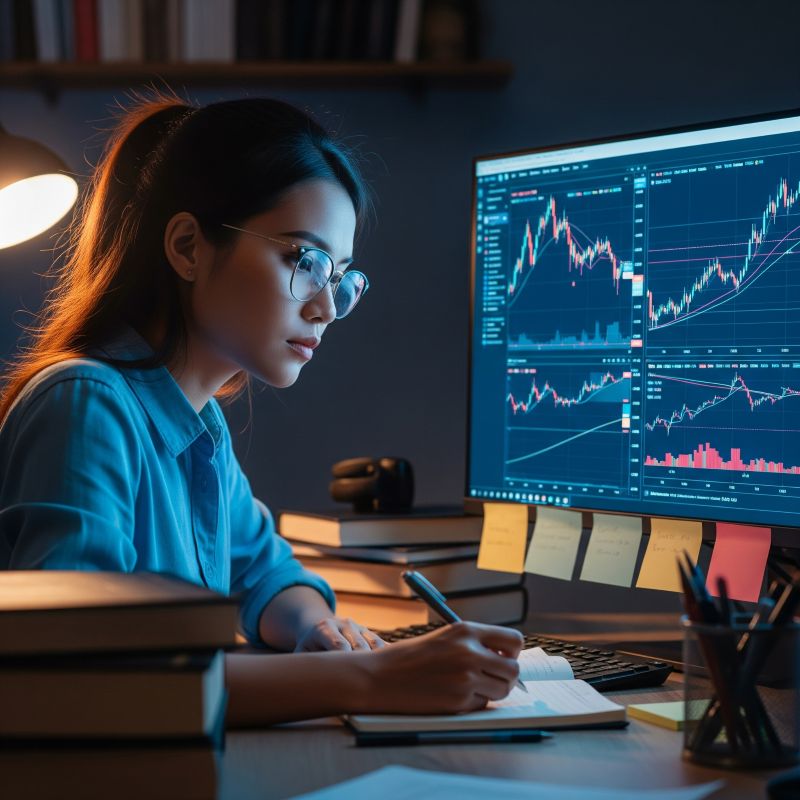 Phân tích cổ phiếu Mỹ trên TradingView vào buổi tối tại nhà