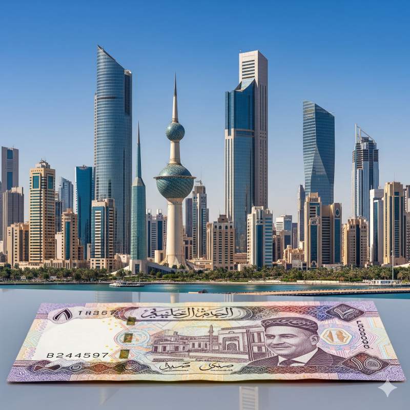 Thành phố Kuwait hiện đại với hình ảnh đồng Dinar nổi bật