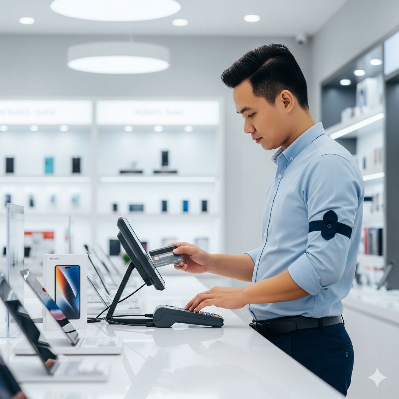 Người Việt thanh toán trả góp thẻ tín dụng tại cửa hàng điện máy