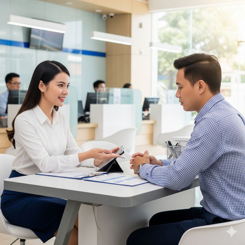 Chuyên viên ngân hàng tư vấn khách hàng cách xóa nợ xấu nhóm 3