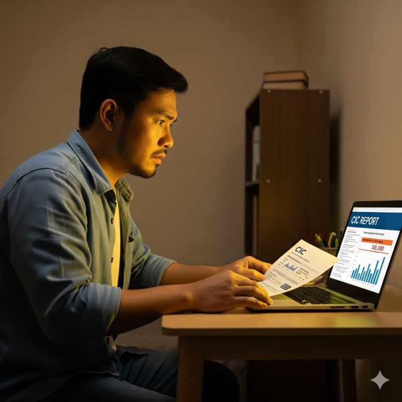 Người đàn ông Việt căng thẳng khi xem báo cáo CIC có nợ xấu nhóm 3