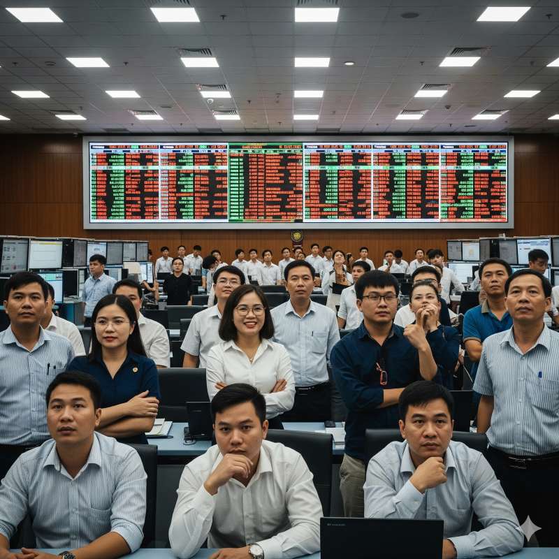 Nhà đầu tư Việt theo dõi bảng giá cổ phiếu trên sàn giao dịch