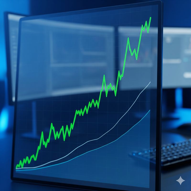 Biểu đồ chứng khoán minh họa xu hướng tăng trưởng cổ phiếu tiềm năng