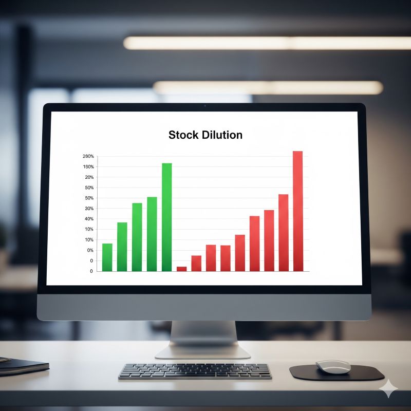 Biểu đồ minh họa hiện tượng pha loãng sau khi phát hành thêm cổ phiếu