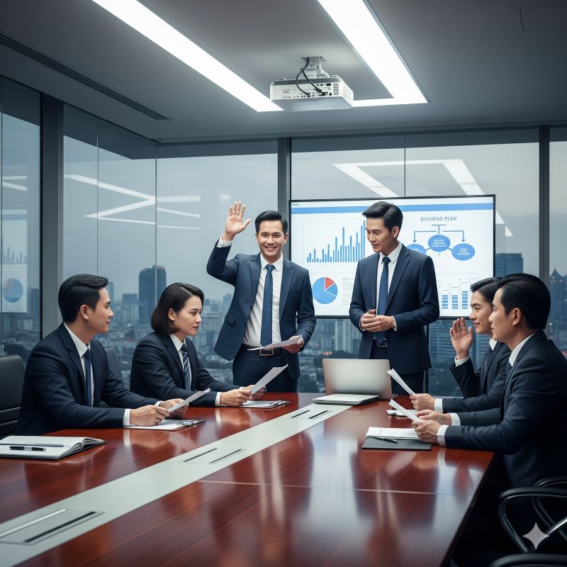 Hội đồng quản trị công ty họp và biểu quyết về việc chia cổ tức
