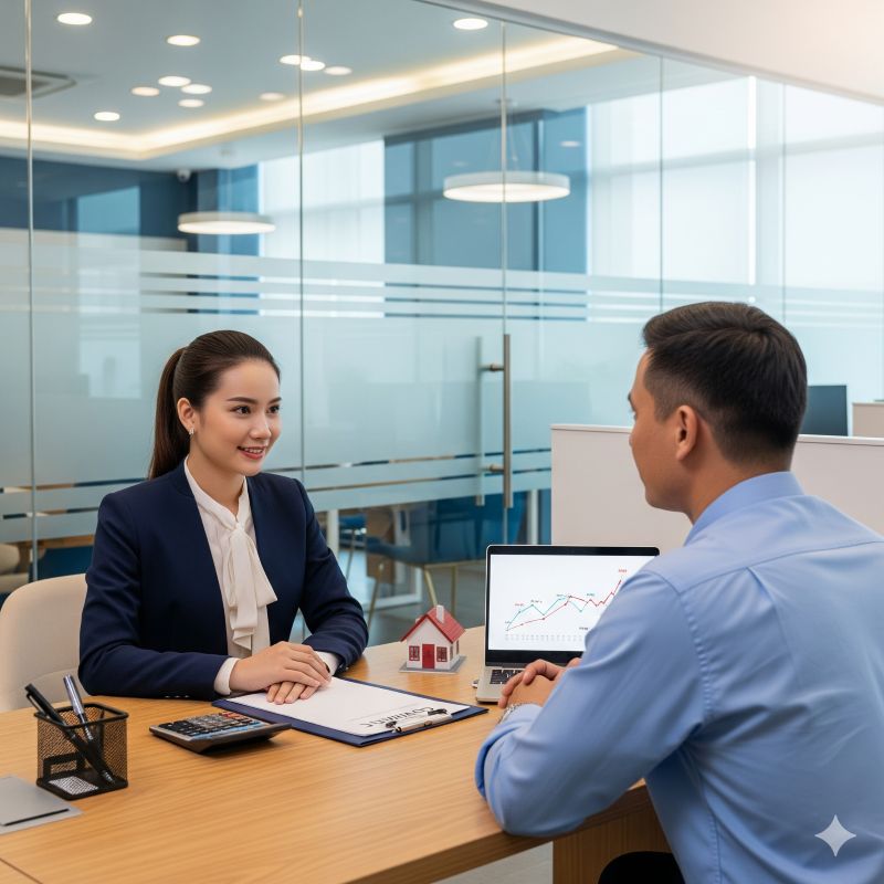 Doanh nghiệp làm việc với ngân hàng để cân nhắc vay vốn theo lãi suất