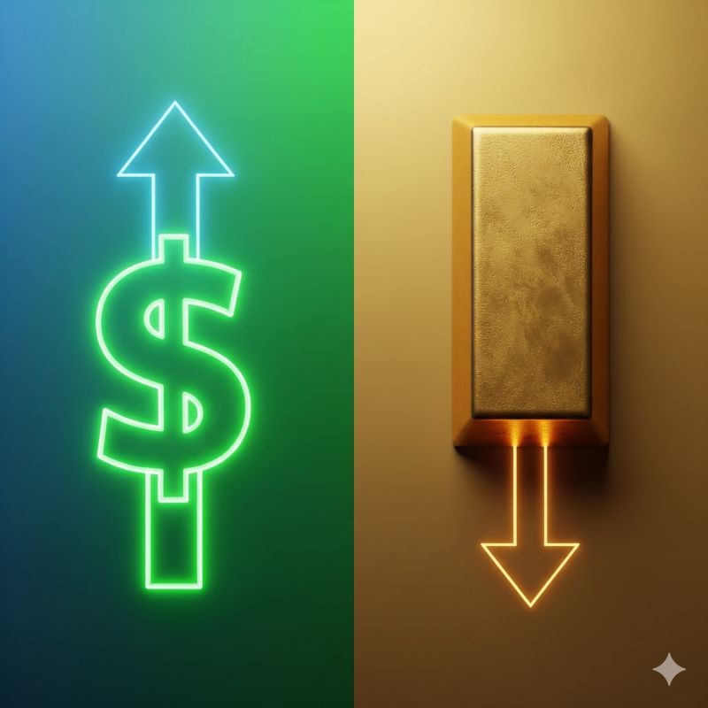 Biểu tượng USD mạnh lên trong khi giá vàng chịu áp lực giảm