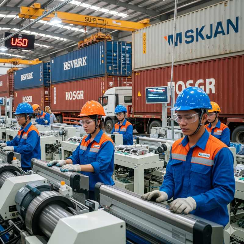 Dây chuyền sản xuất hàng xuất khẩu Việt Nam chuẩn bị vận chuyển