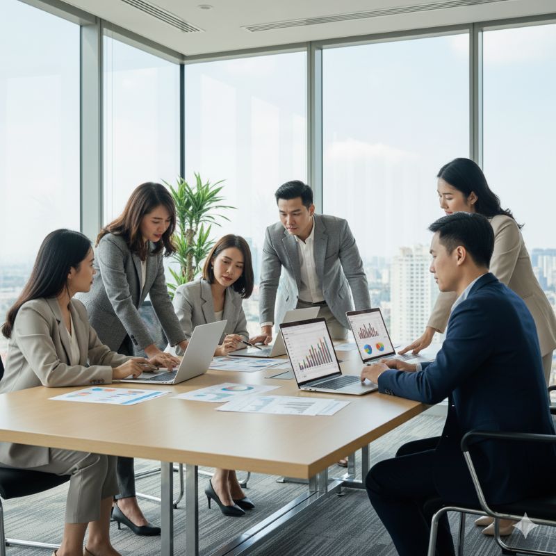 Doanh nhân phân tích báo cáo tài chính để đánh giá khả năng thanh khoản