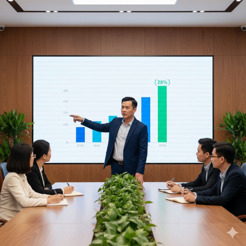 Trình bày tăng trưởng doanh thu ròng chuỗi cà phê bằng biểu đồ