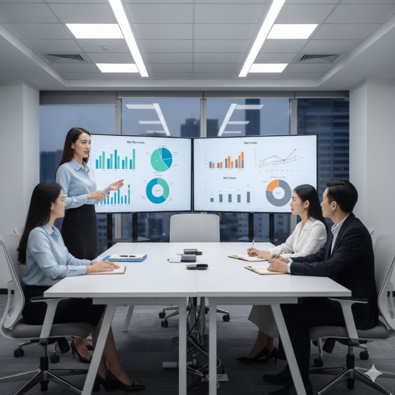 So sánh doanh thu ròng và doanh thu thuần bằng biểu đồ trực quan