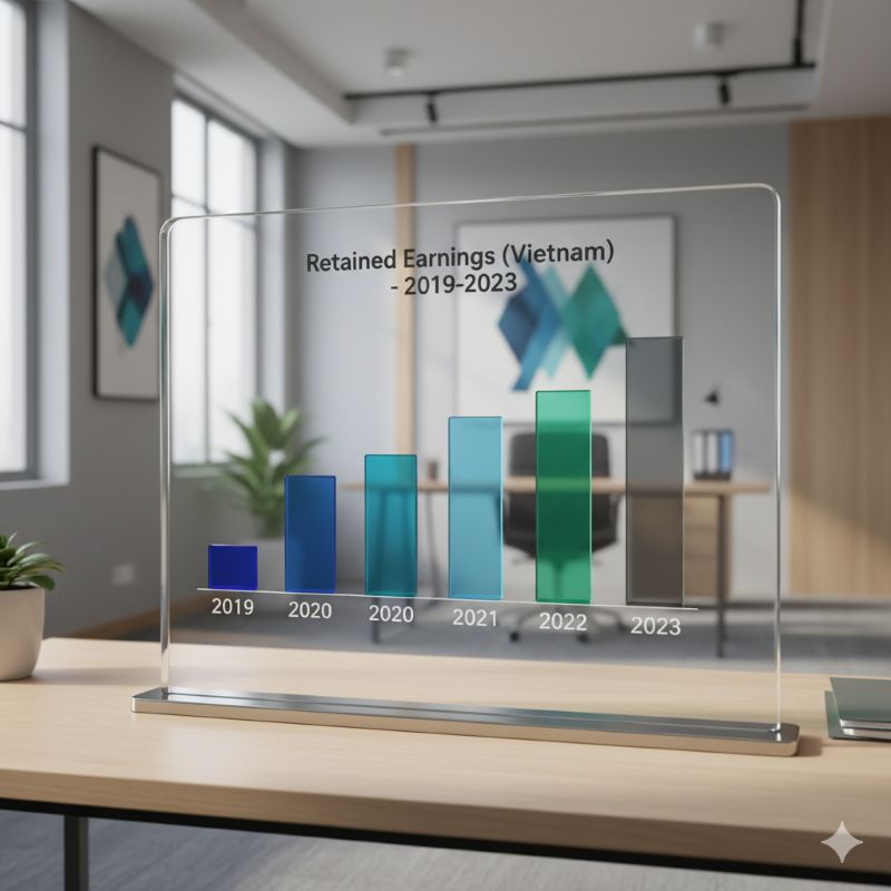 Biểu đồ tài chính minh họa lợi nhuận giữ lại qua các năm