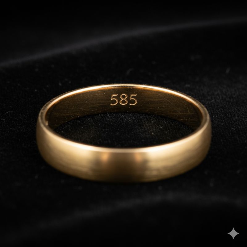 Nhẫn vàng 585 khắc rõ số 585 ở mặt trong