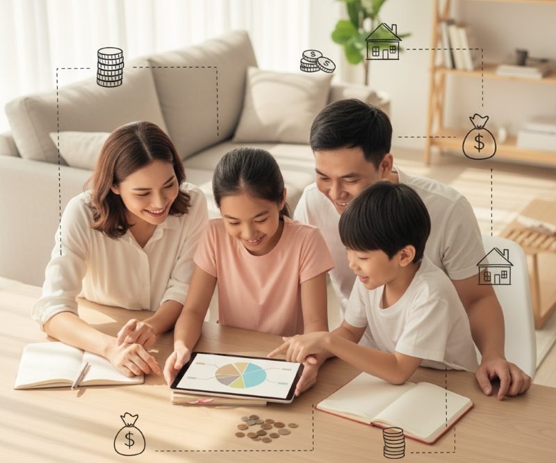 Gia đình cùng thảo luận kế hoạch chi tiêu hàng tháng