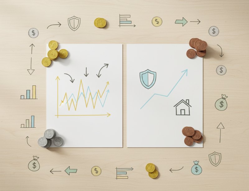 Minh họa mức độ rủi ro của cổ phiếu và trái phiếu