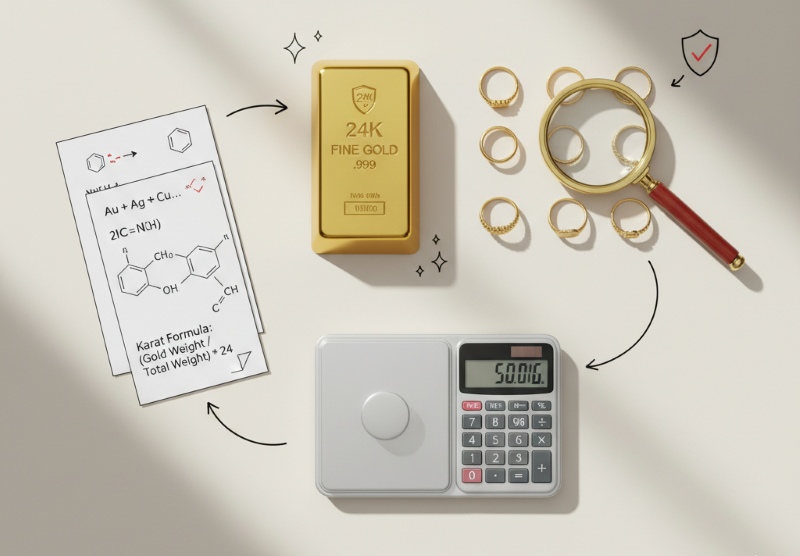 Thẻ vàng và dụng cụ kiểm định vàng đúng tuổi