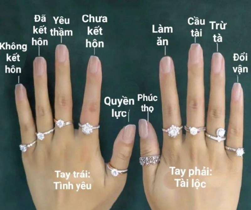 Minh họa ý nghĩa từng ngón tay khi đeo nhẫn cầu hôn