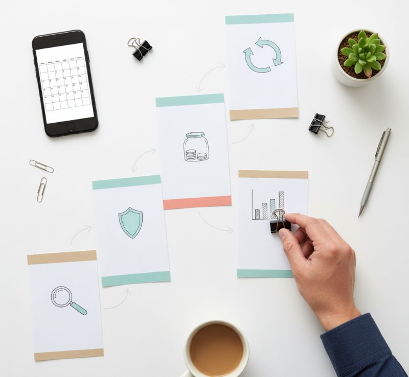 Lộ trình đầu tư từng bước với biểu tượng minh họa