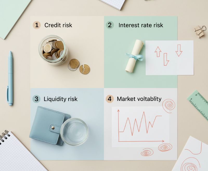 Minh họa 4 loại rủi ro chính của quỹ trái phiếu