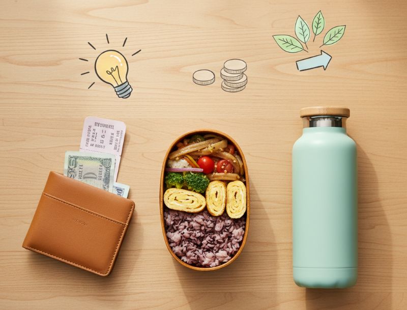 Đồ dùng hàng ngày minh họa thói quen tiết kiệm tiền hiệu quả