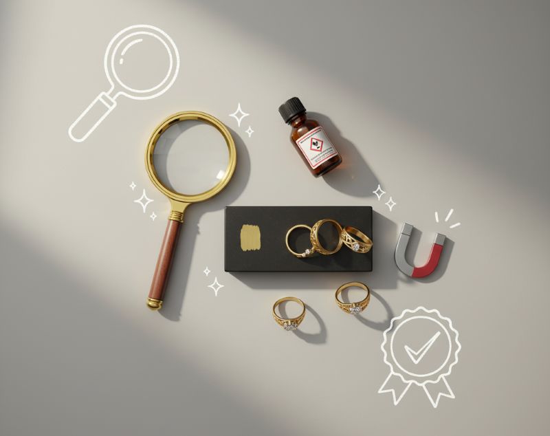 Kiểm tra vàng 8k thật giả với dụng cụ kiểm định